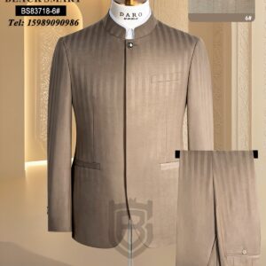 Blacksmart bishop collar bold stripe safari men’s suit